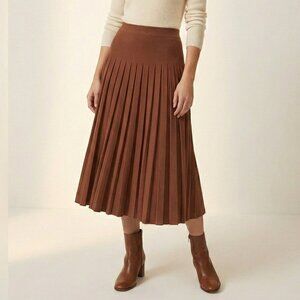 Aleeza Paris Pleated Skirt – Cocoa Brown, Size S, NWT